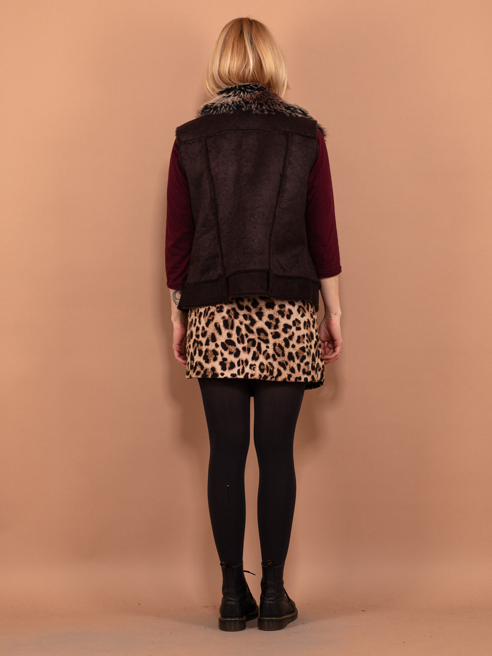 Vintage 00's Women Faux Sheepskin Vest in Brown - NorthernGrip