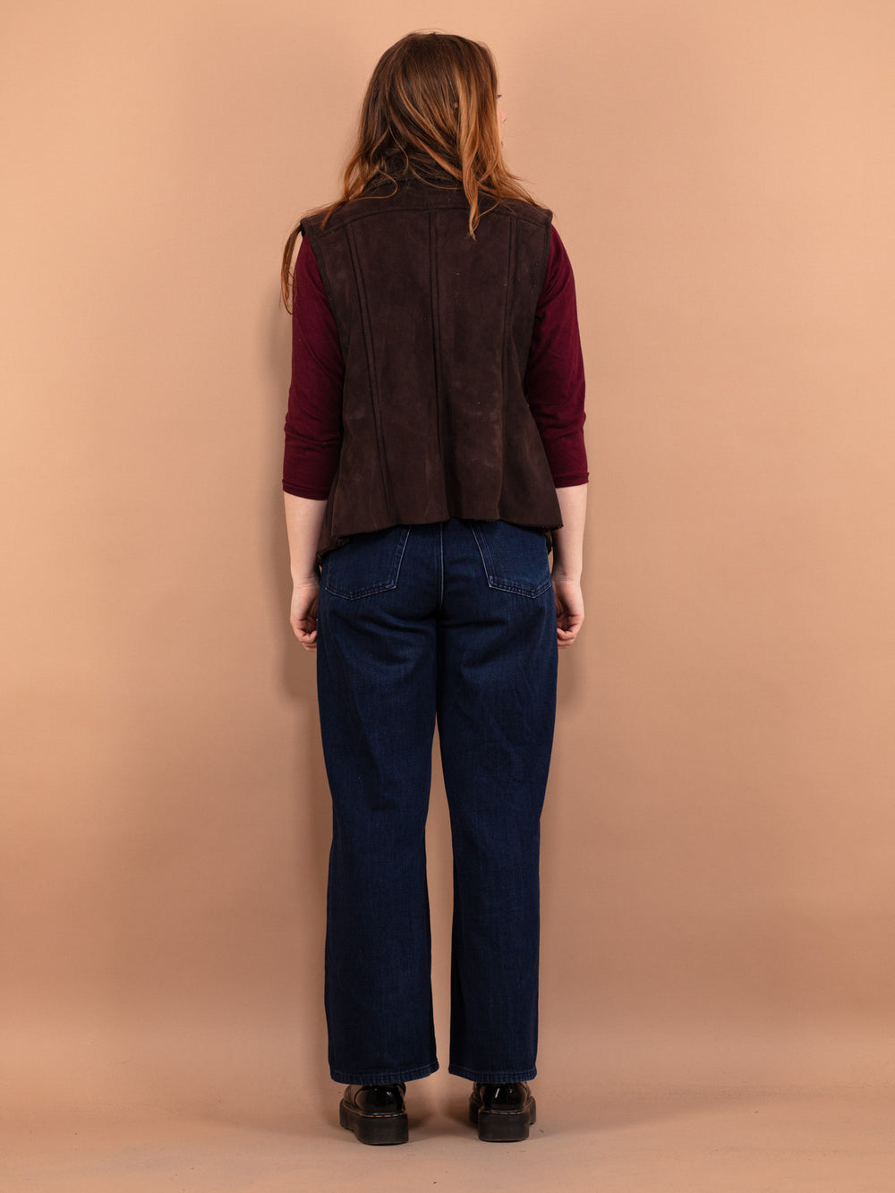 Vintage 00's Women Faux Sheepskin Vest in Brown - NorthernGrip