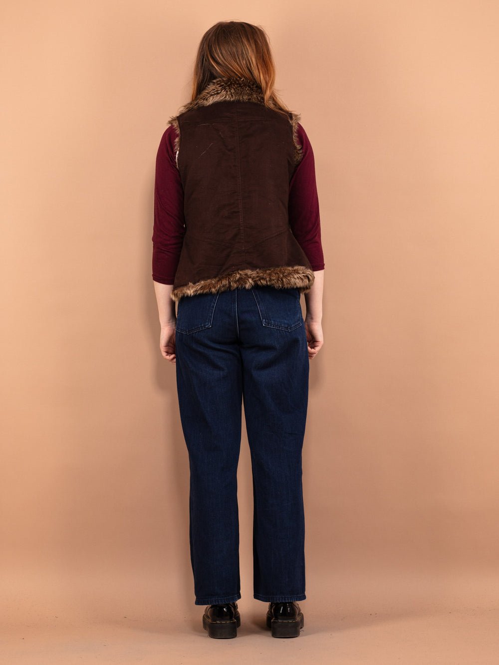 Vintage 00's Women Faux Sheepskin Vest in Brown - NorthernGrip