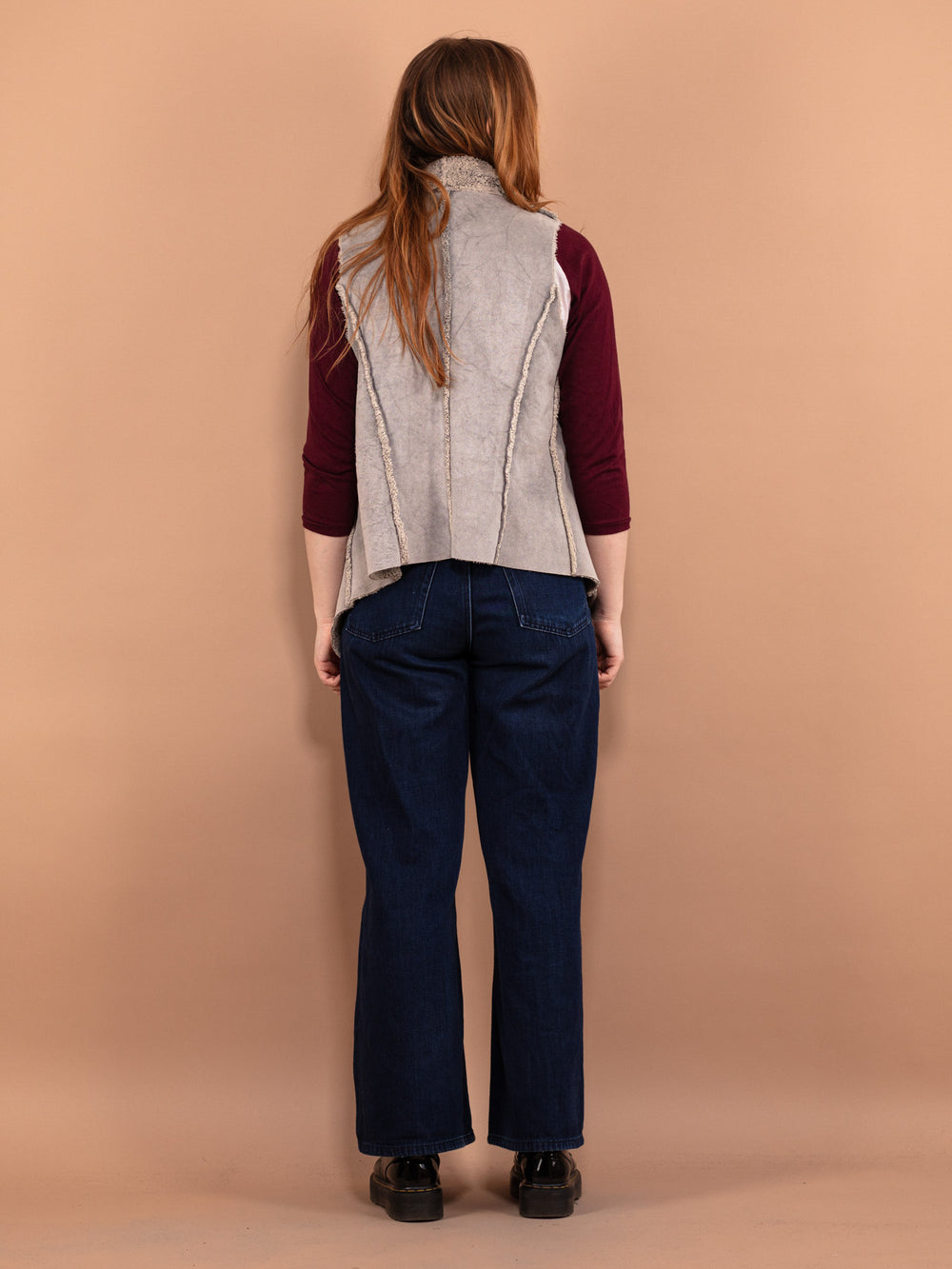 Vintage 00's Women Faux Sheepskin Vest in Gray - NorthernGrip