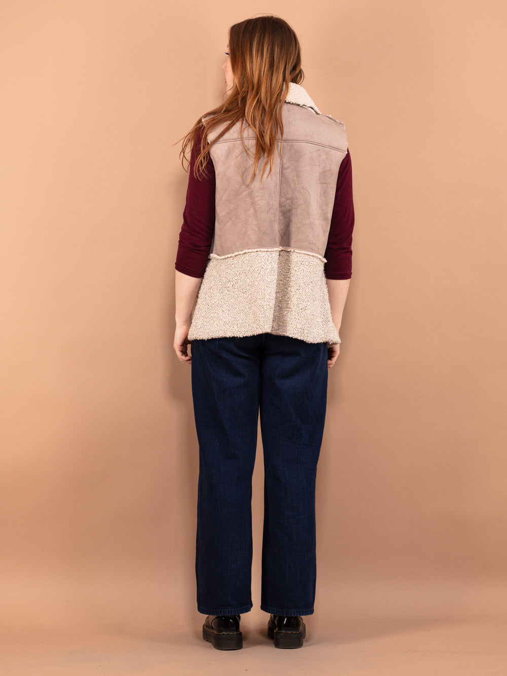 Vintage 00's Women Faux Sheepskin Vest in Light Brown - NorthernGrip