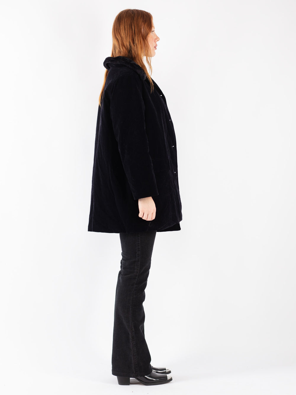 Vintage 00's Women Suede Coat in Blue