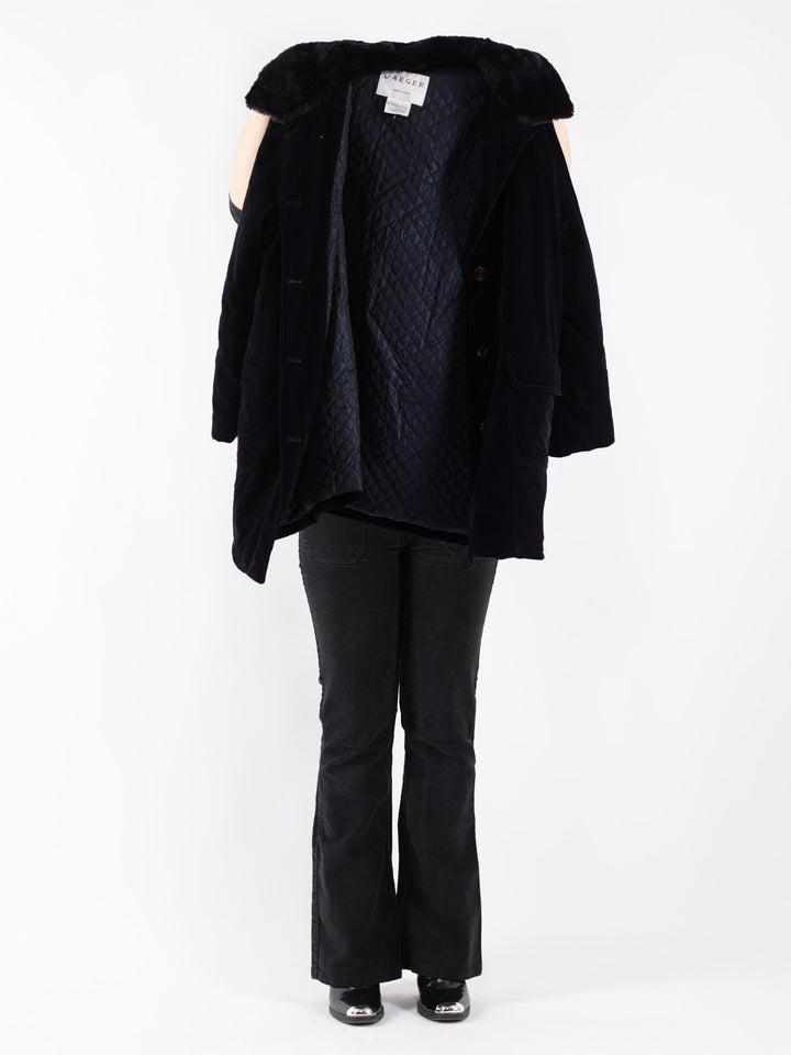 Vintage 00's Women Suede Coat in Blue