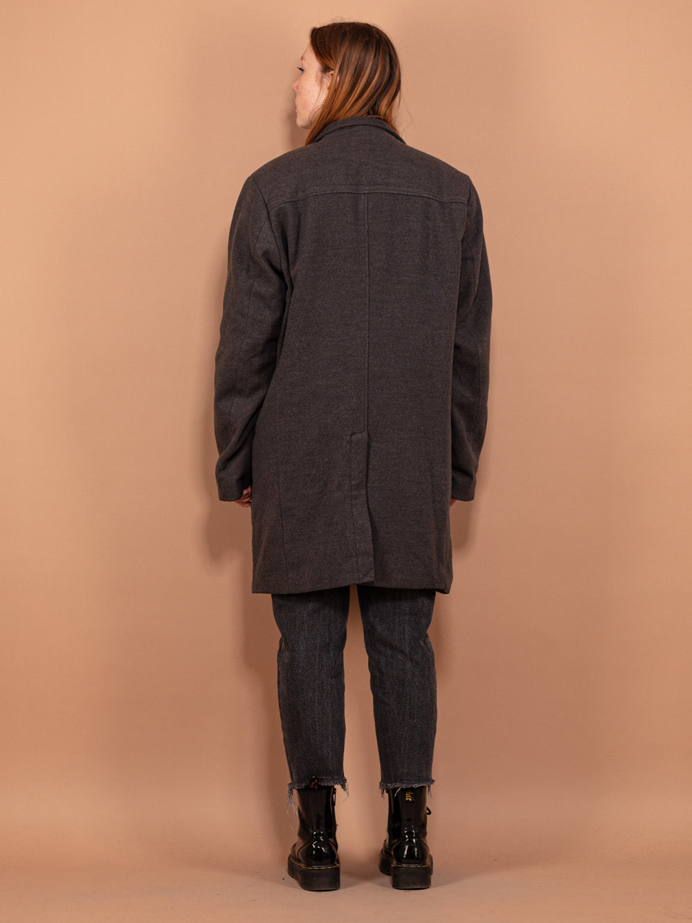Vintage 00's Women Faux Wool Coat in Gray - NorthernGrip