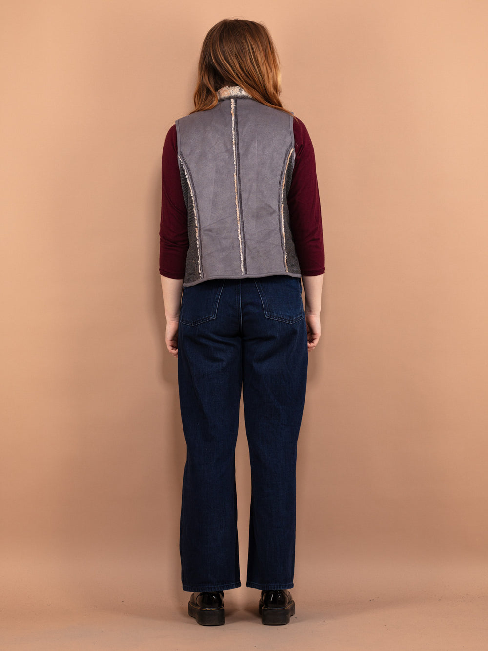 Vintage 00's Women Fleece Sherpa Vest in Gray - NorthernGrip