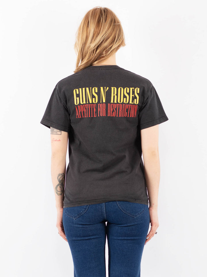 Vintage 00's Women Guns N' Roses Print T-Shirt in Gray