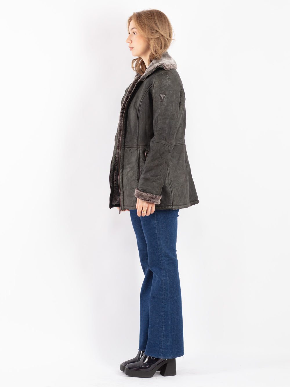 Vintage 00's Women Sherpa Jacket in Black