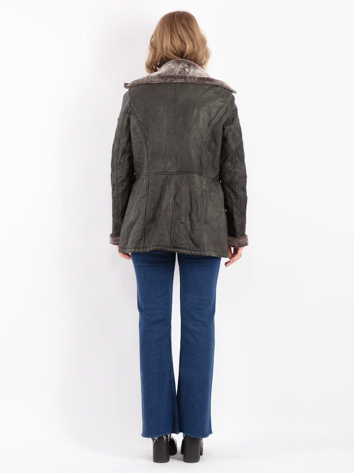 Vintage 00's Women Sherpa Jacket in Black
