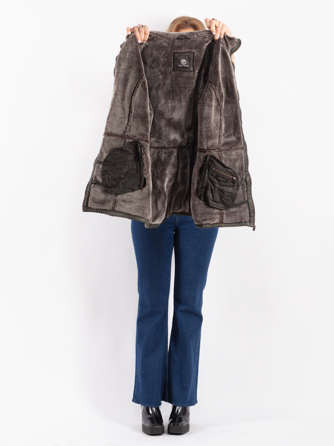 Vintage 00's Women Sherpa Jacket in Black