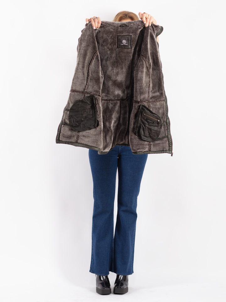 Vintage 00's Women Sherpa Jacket in Black