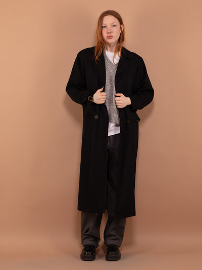 Longline Overcoat 00's, Size S Black Overcoat, Single Breasted Spring Coat, Office Style Mac Coat, Minimalist Coat, Minimalist Outerwear
