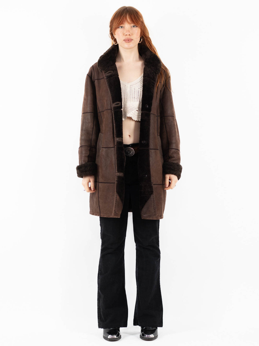 Vintage 00's Women Sheepskin Coat in BrownV9753