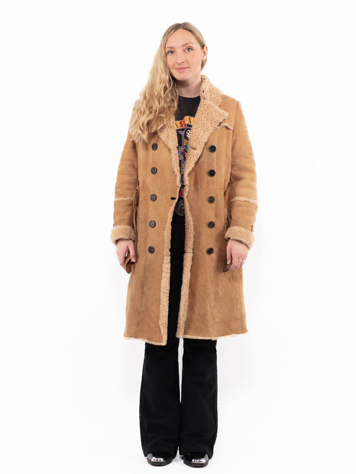 Vintage 00's Women Sheepskin Coat in BeigeA0883