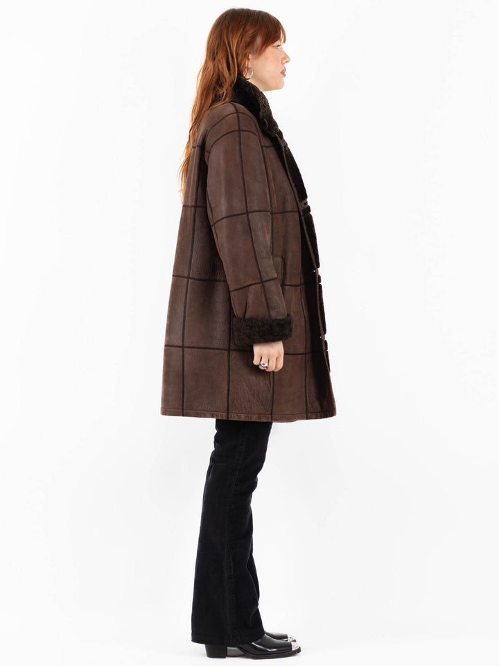 Vintage 00's Women Sheepskin Coat in BrownV9753