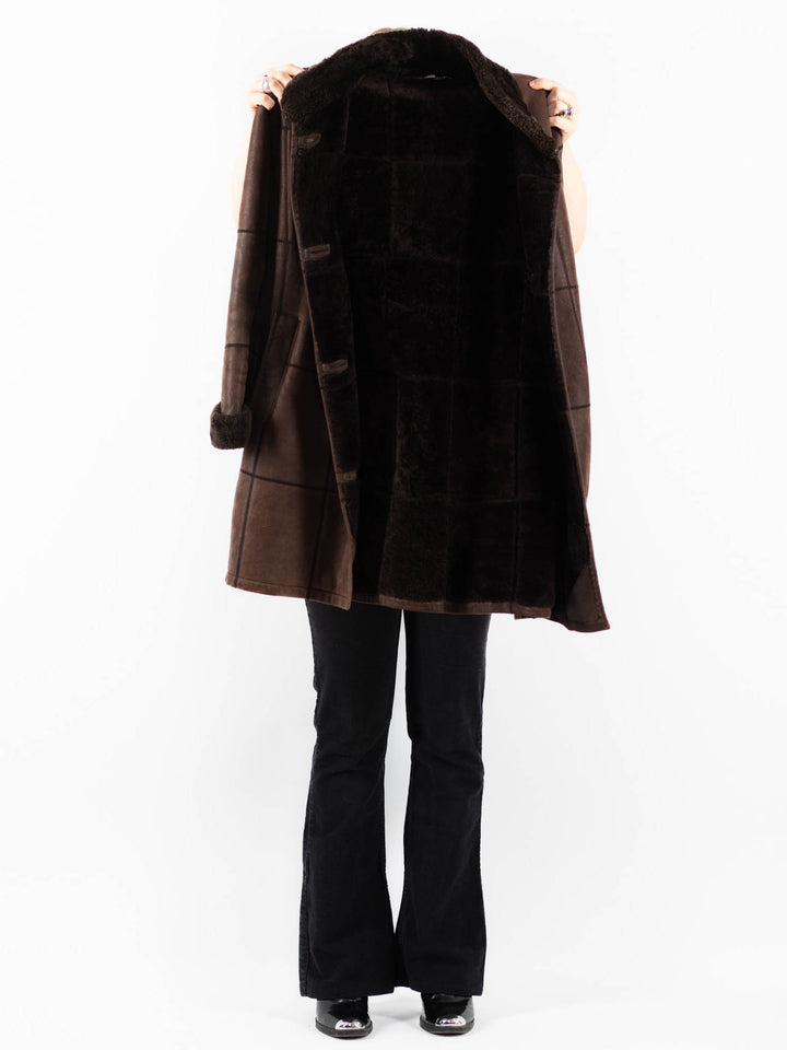 Vintage 00's Women Sheepskin Coat in BrownV9753