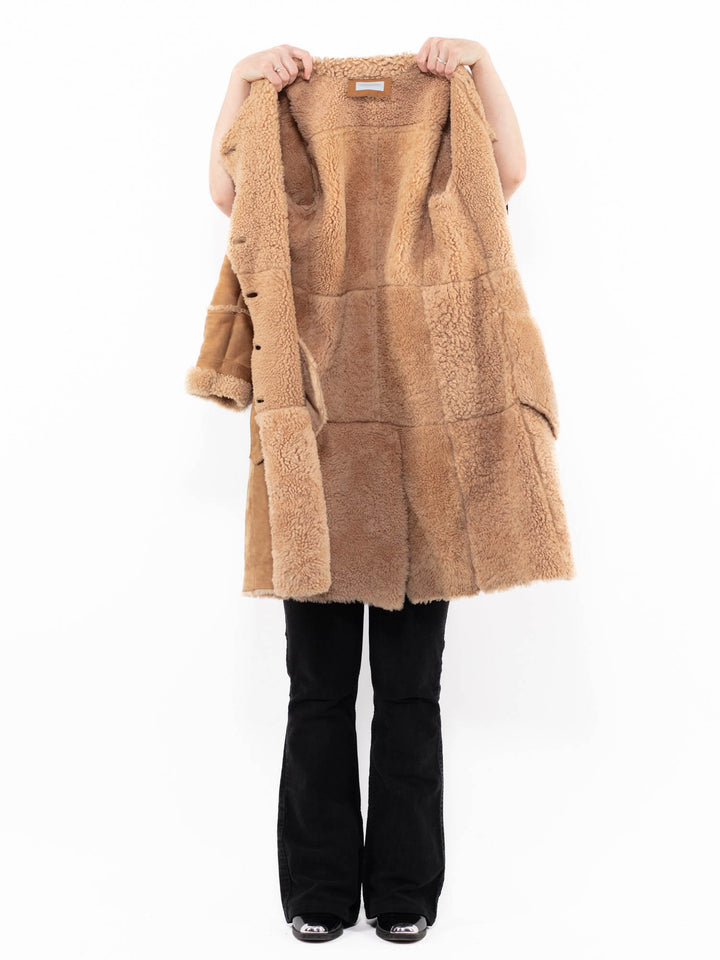 Vintage 00's Women Sheepskin Coat in BeigeA0883