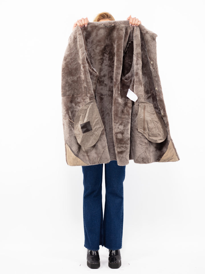 Vintage 00's Women Sheepskin Coat in BeigeA0802