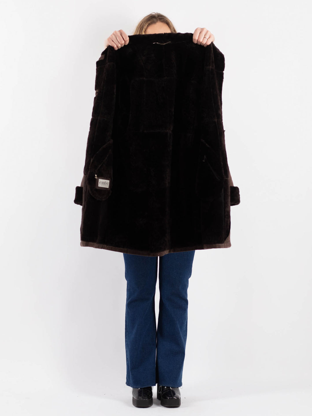 Vintage 00's Women Sheepskin Coat in Brown