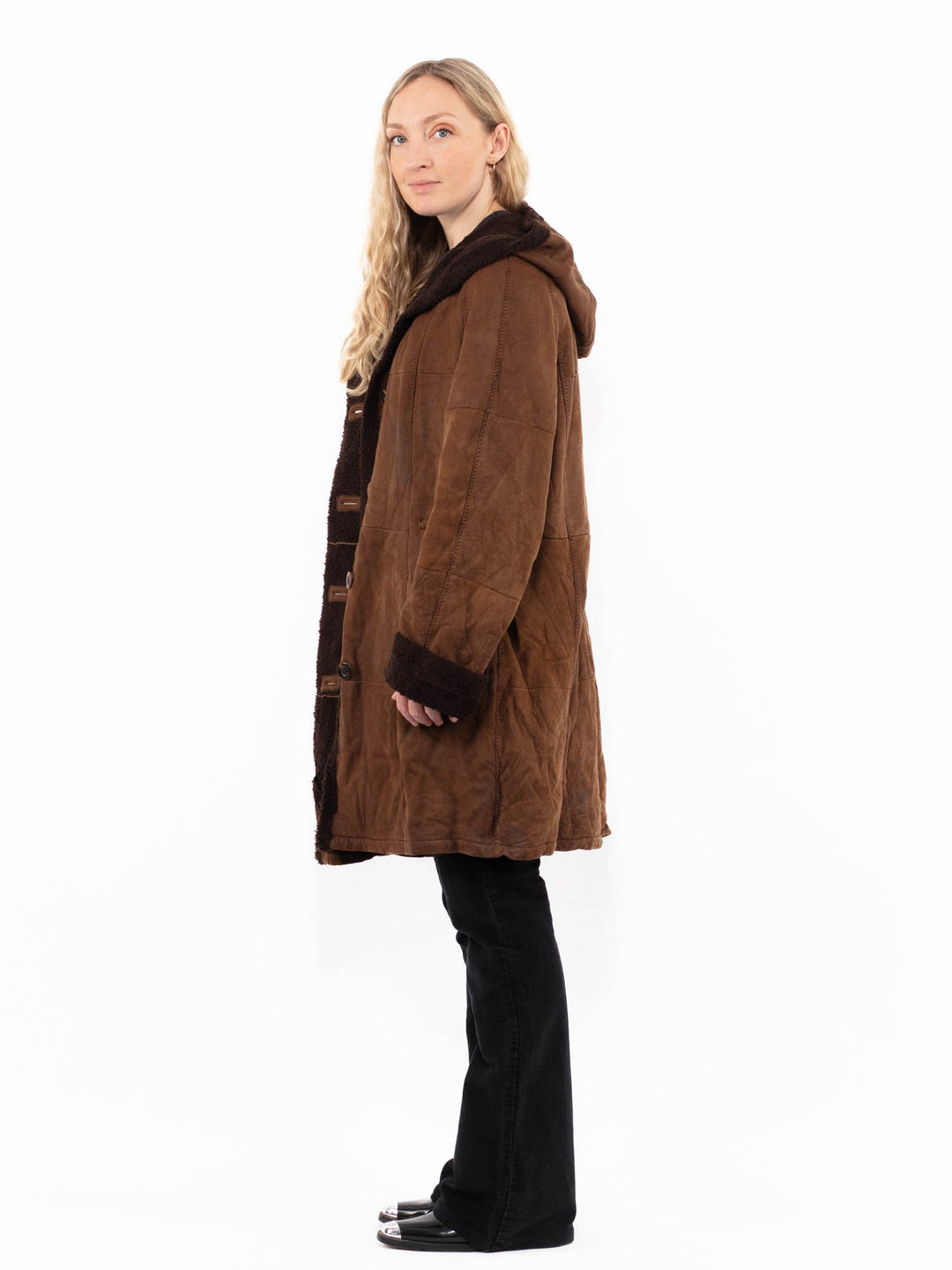 Vintage 00's Women Sheepskin Coat in BrownA0902