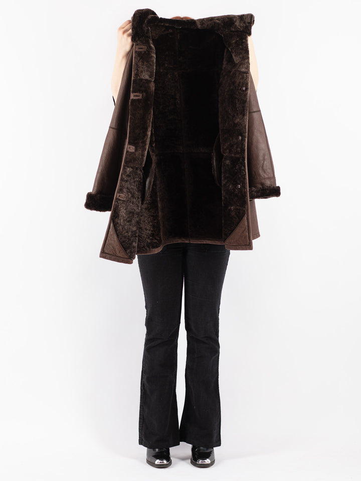 Vintage 00's Women Sheepskin Coat in Brown