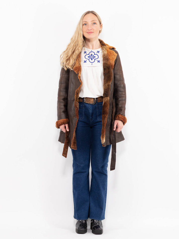 Vintage 00's Women Sheepskin Coat in BrownA1015