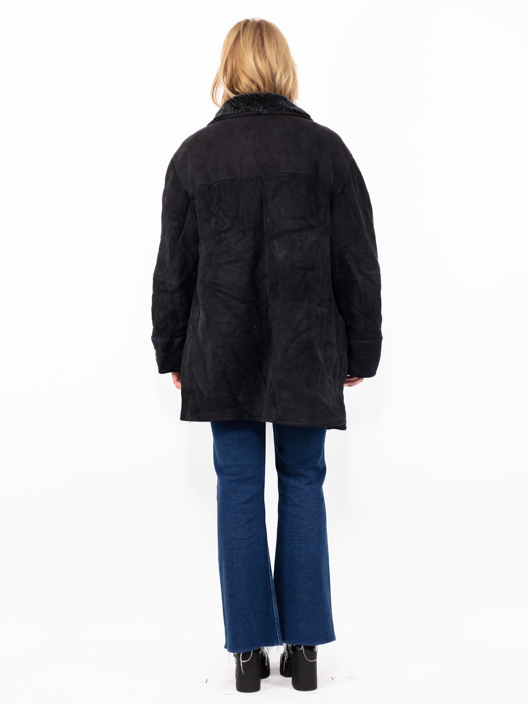 Vintage 00's Women Sheepskin Coat in Black
