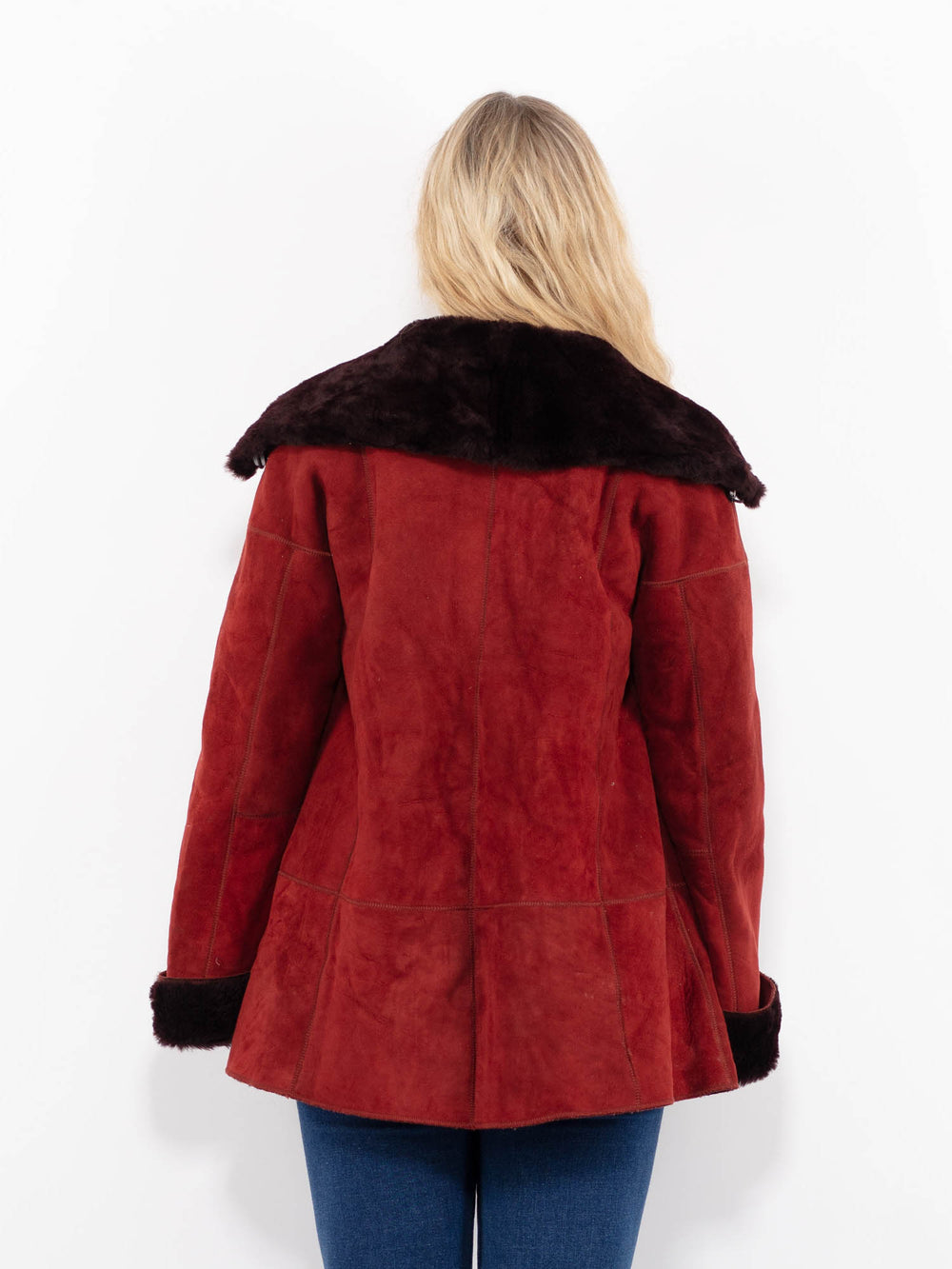 Vintage 00's Women Sheepskin Coat in RedA1031