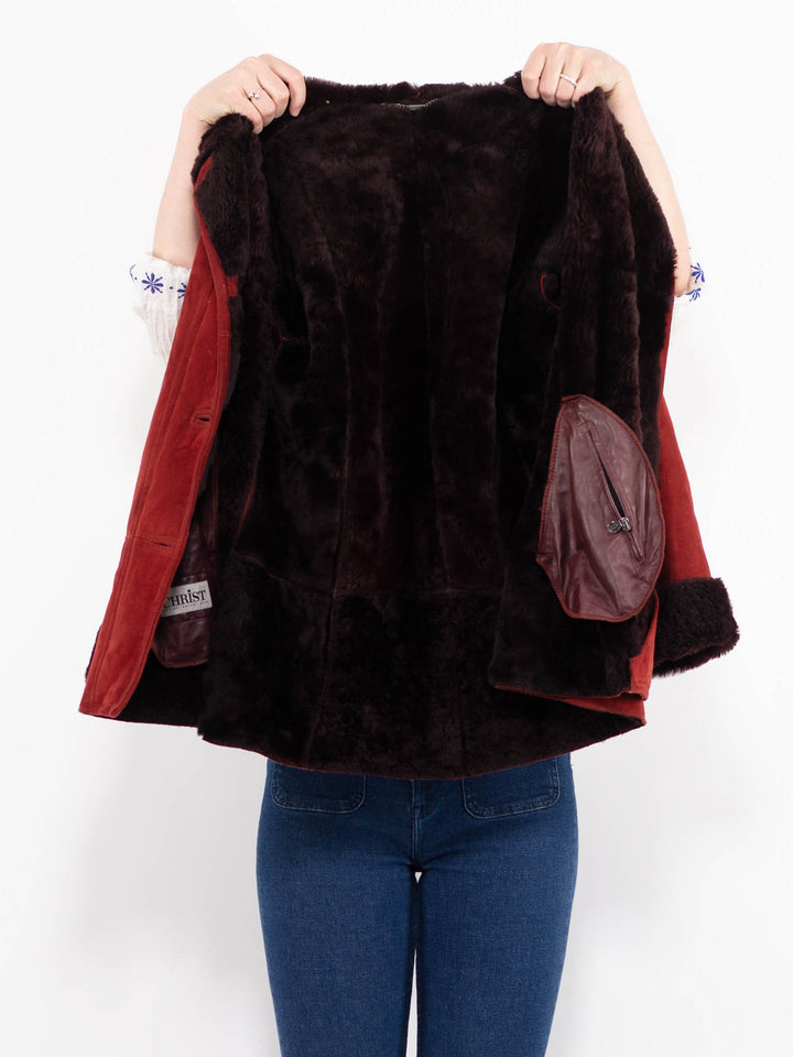 Vintage 00's Women Sheepskin Coat in RedA1031
