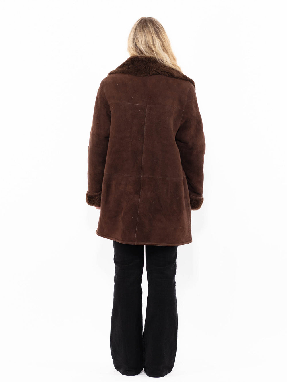 Vintage 00's Women Sheepskin Shearling Coat in BrownA0941