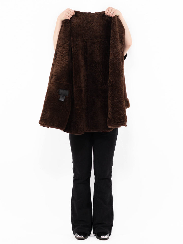 Vintage 00's Women Sheepskin Shearling Coat in BrownA0941