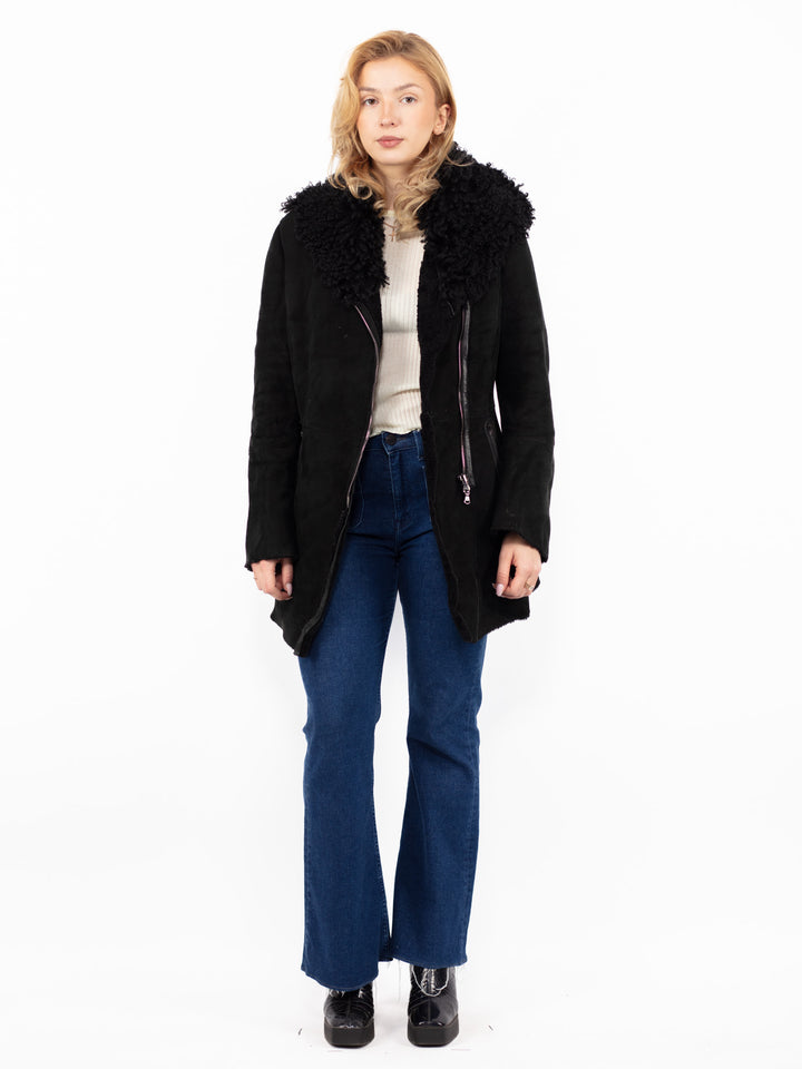 Vintage 00's Penny Lane Sheepskin Coat in Black