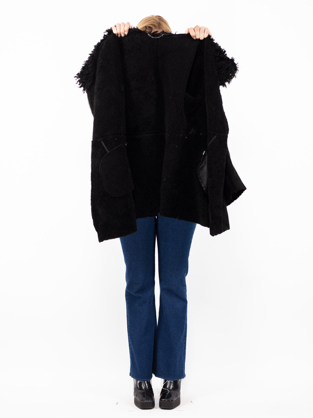 Vintage 00's Penny Lane Sheepskin Coat in Black