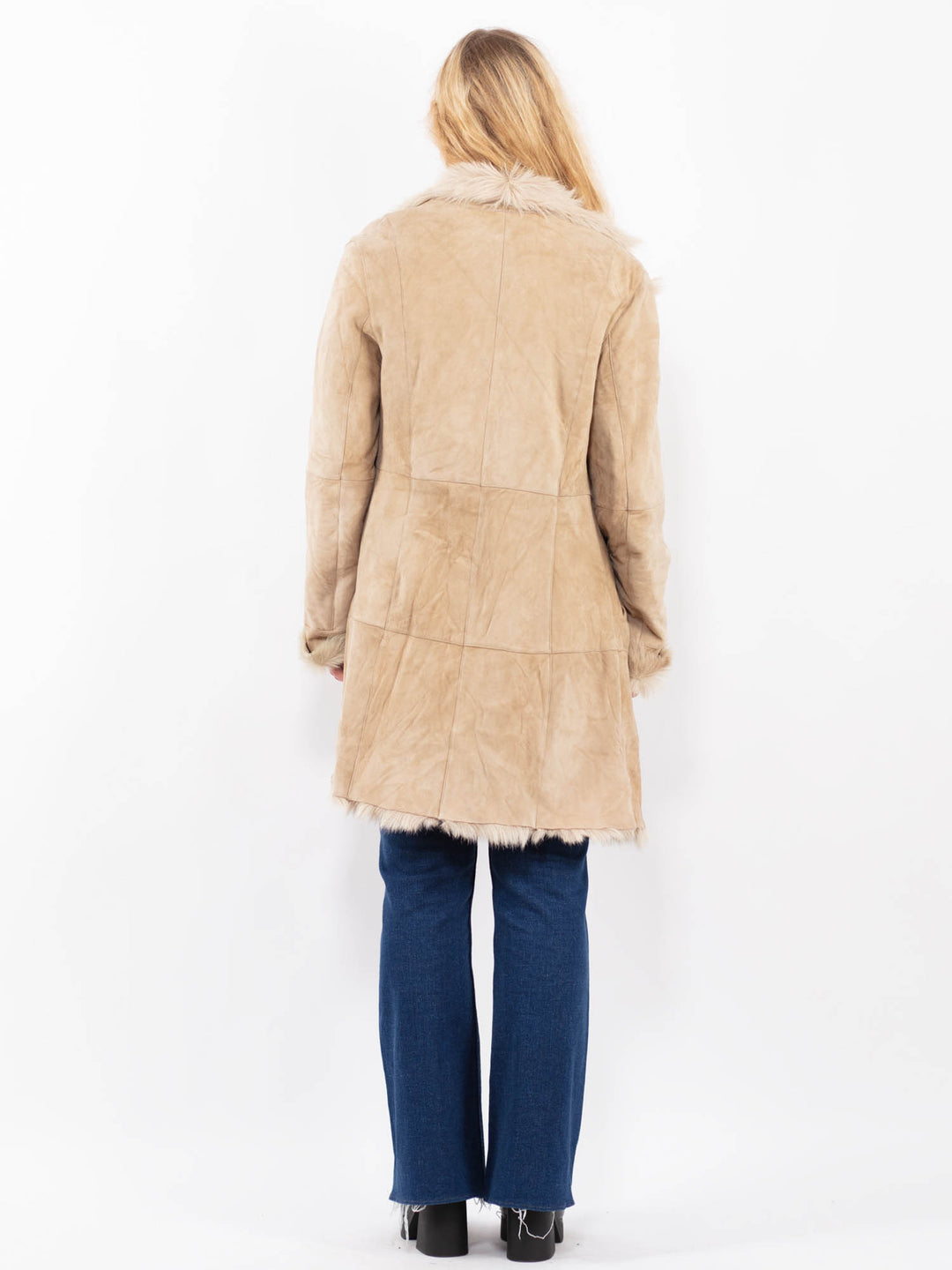 Vintage 00's Women Sheepskin Coat in BeigeA0478