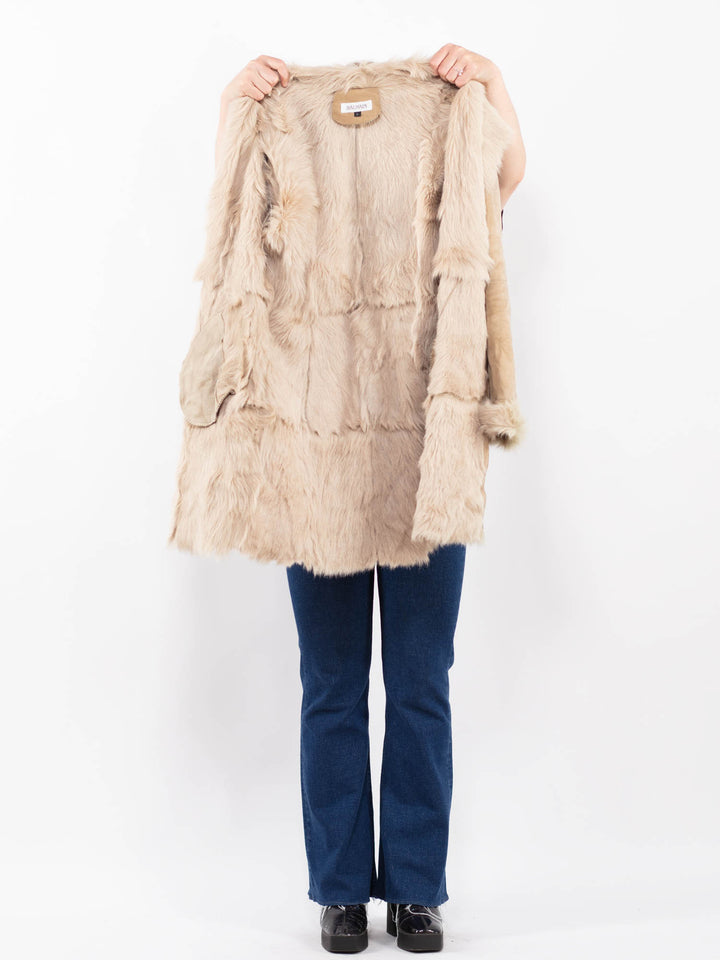 Vintage 00's Women Sheepskin Coat in BeigeA0478