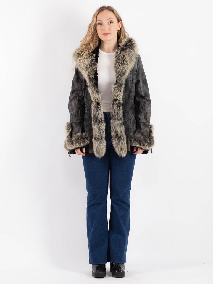 Vintage 00's Penny Lane Sheepskin Jacket in Gray