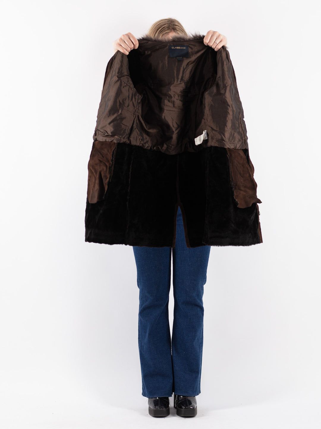 Vintage 00's Women Sheepskin Coat in Brown