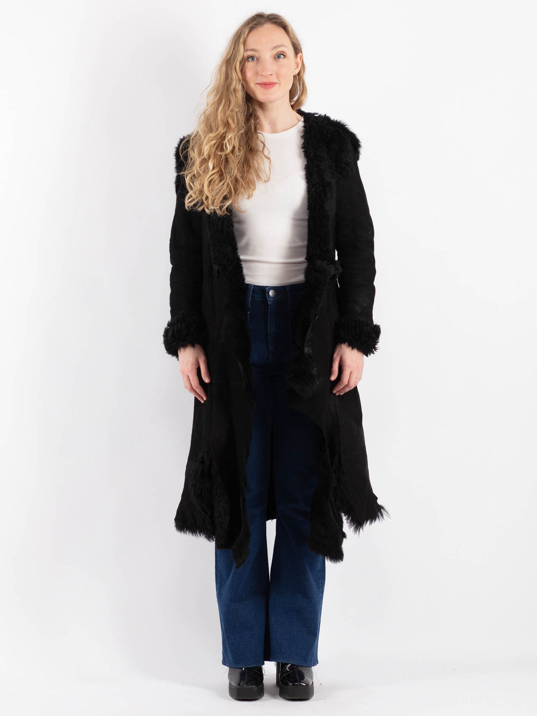 Vintage 00's Women Sheepskin Coat in BlackV9207