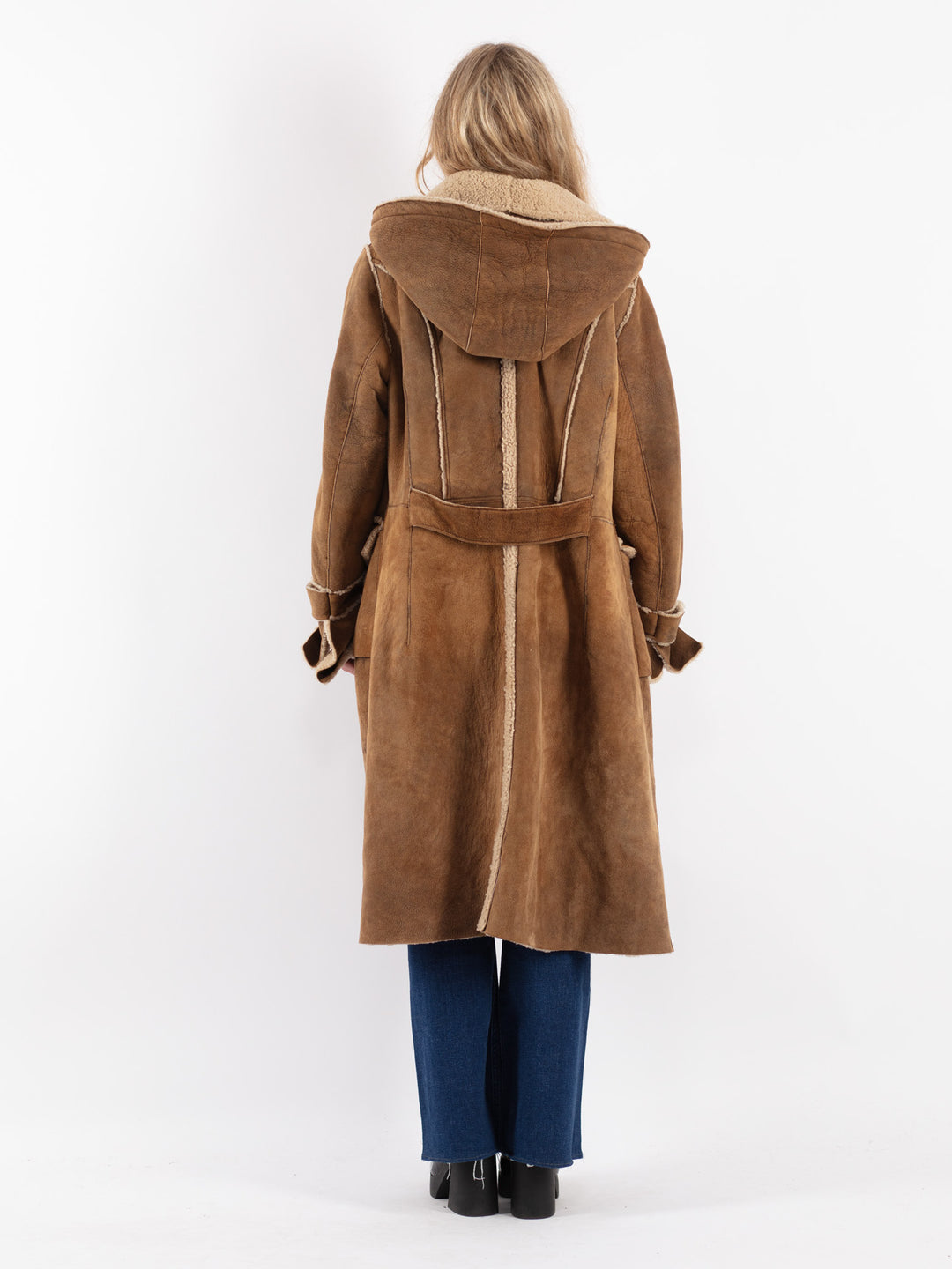 Vintage 00's Women Sheepskin Coat in Brown