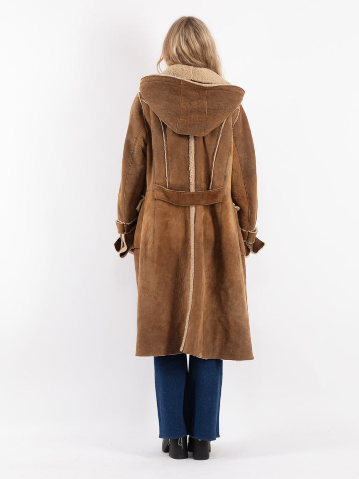 Vintage 00's Women Sheepskin Coat in Brown