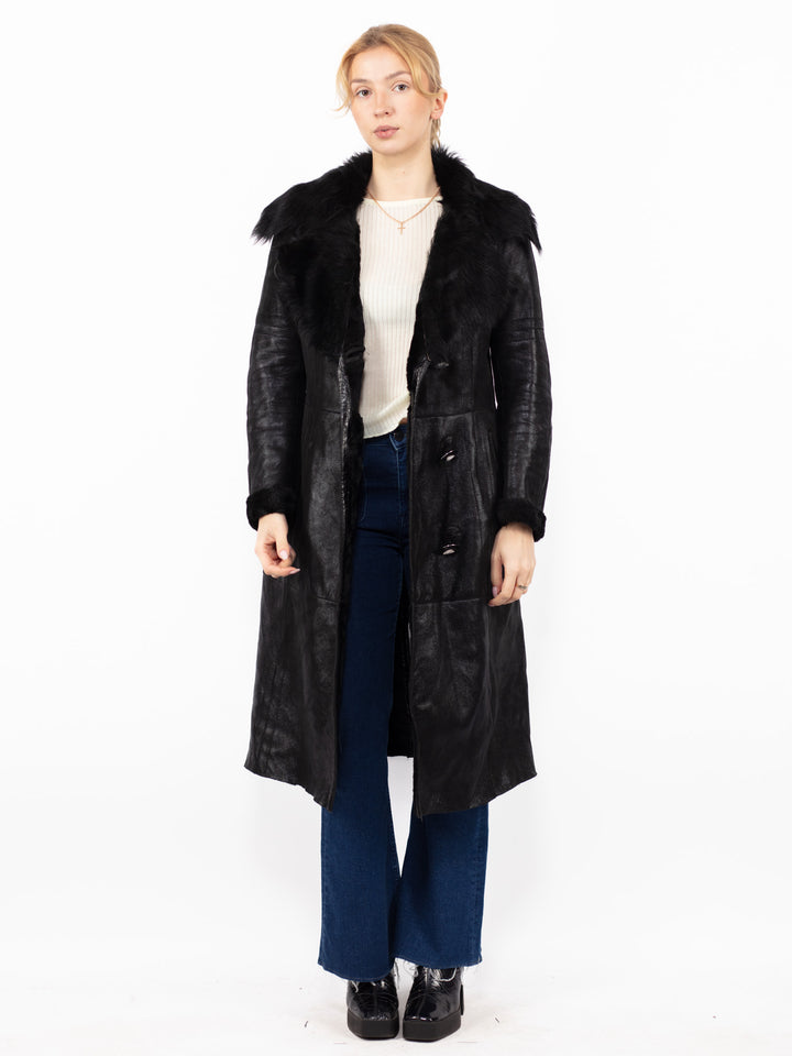 Vintage 00's Women Sheepskin Coat in BlackA0869