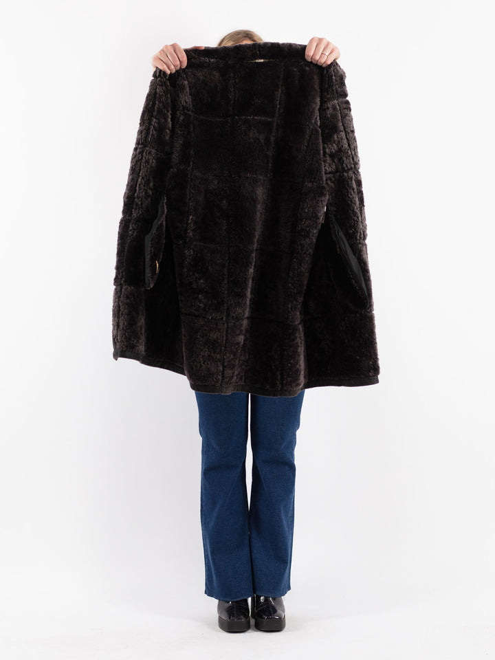 Vintage 00's Women Sheepskin Coat in Black