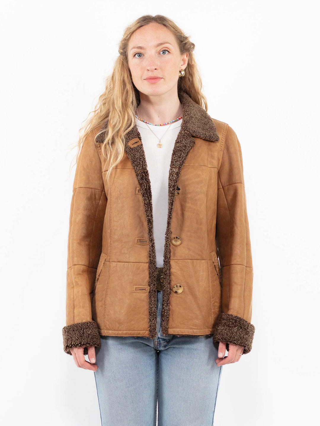 Vintage 00's Women Sheepskin Jacket in BrownA0293