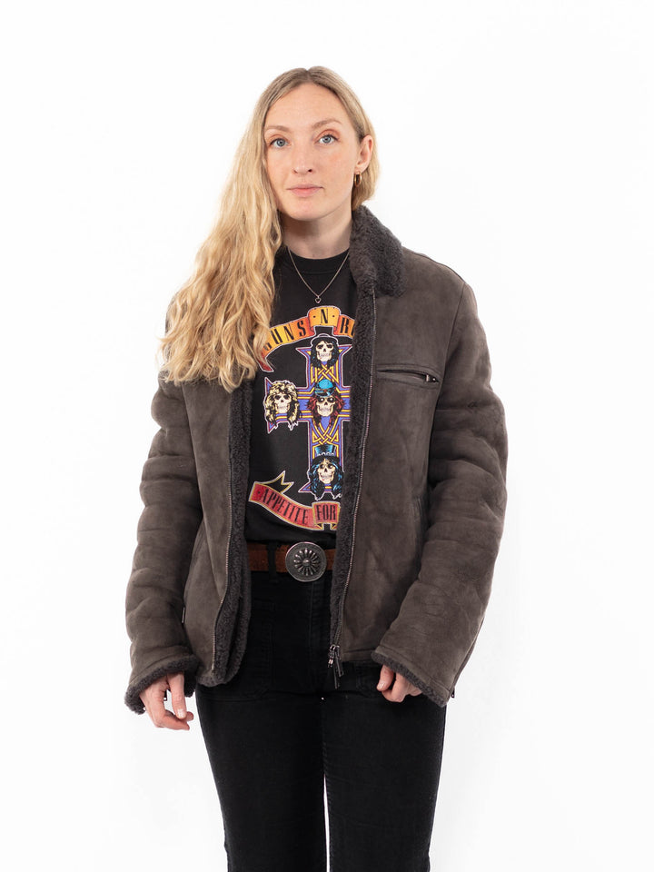 Vintage 00's Women Sheepskin Jacket in GrayA0951