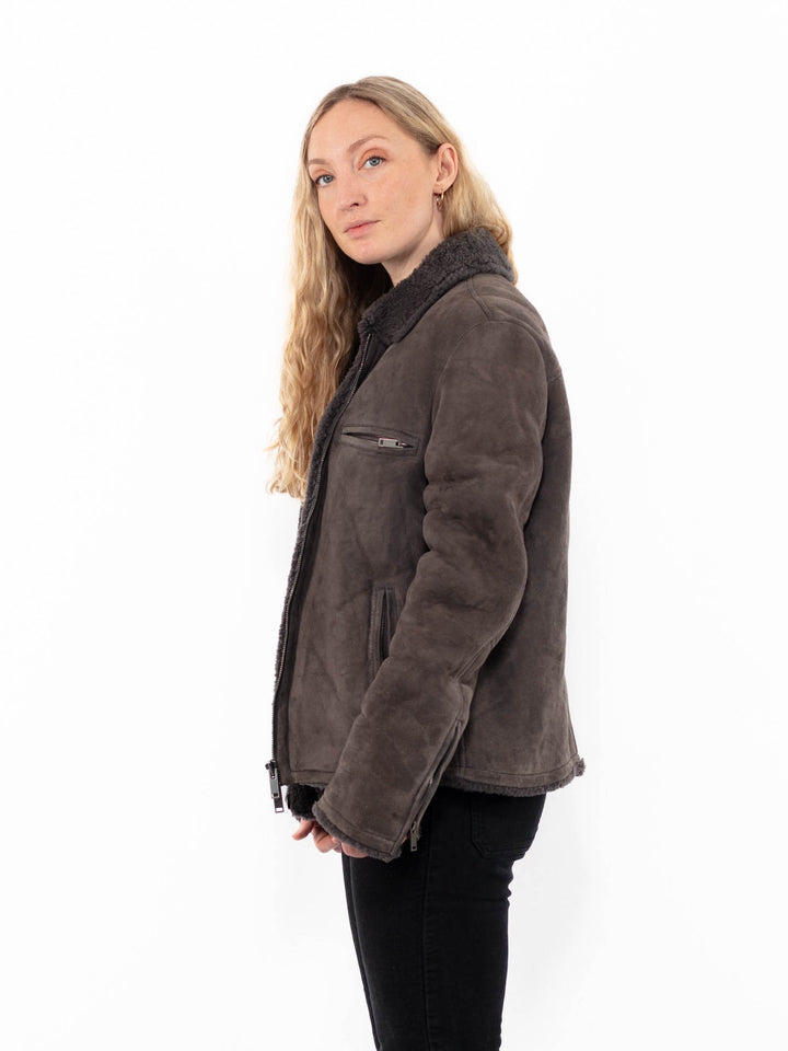 Vintage 00's Women Sheepskin Jacket in GrayA0951