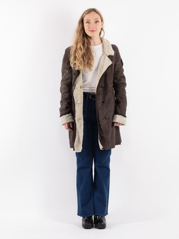 Vintage 00's Women Sheepskin Coat in Brown