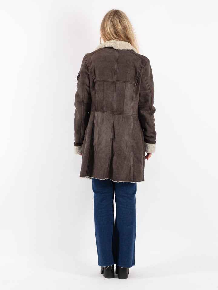 Vintage 00's Women Sheepskin Coat in Brown