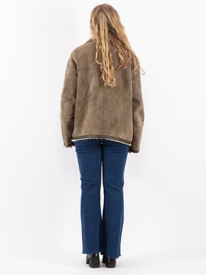 Vintage 00's Women Sheepskin Jacket in Beige