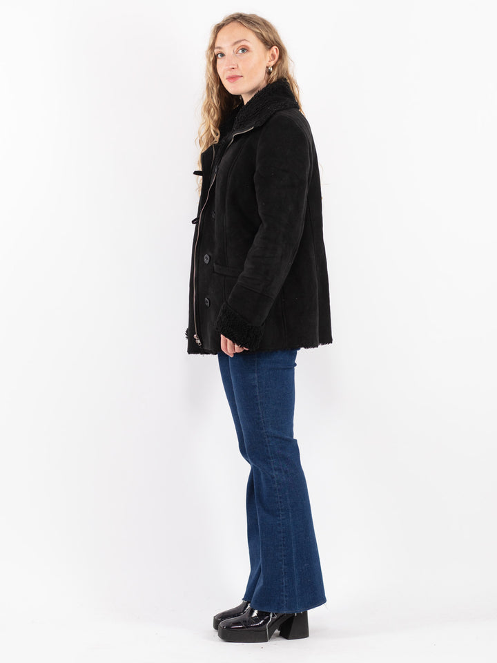 Vintage 00's Women Sherpa Jacket in Black