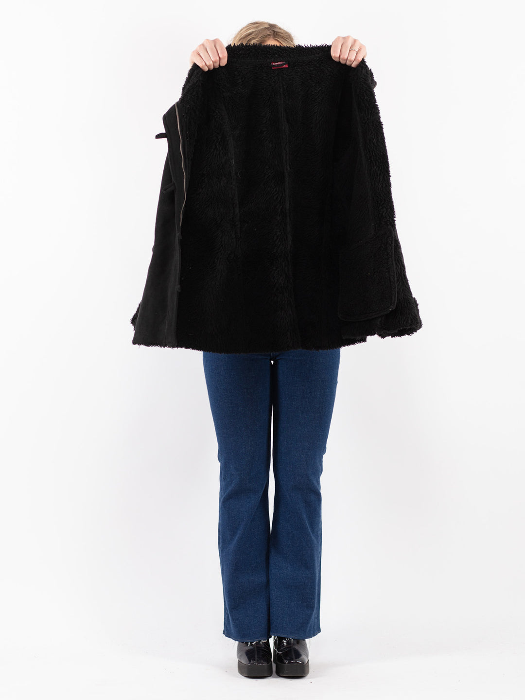 Vintage 00's Women Sherpa Jacket in Black