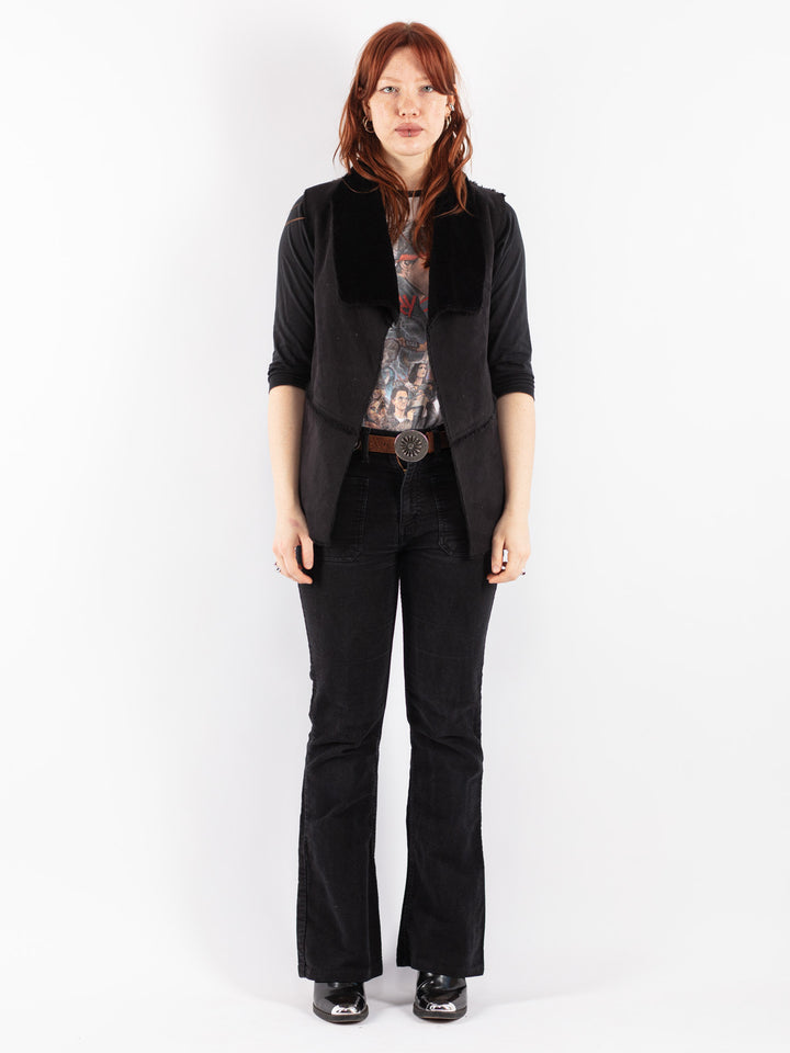Vintage 00's Women Sherpa Vest in Black